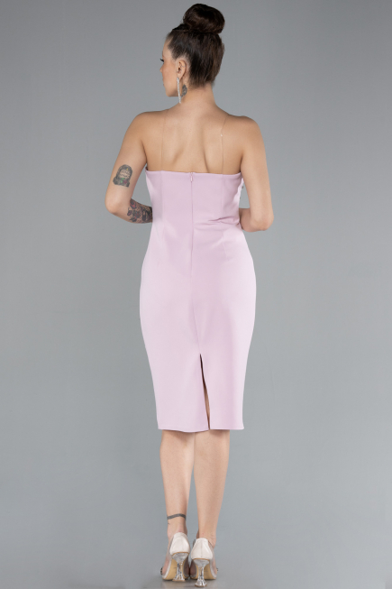 Powder Color Strapless Stone Midi Cocktail Dress ABK2211