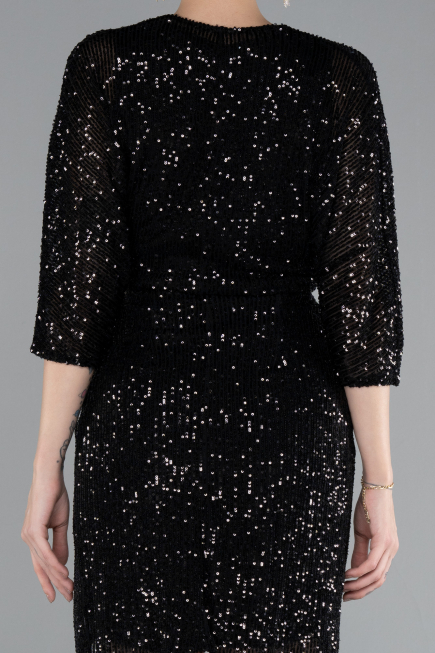 Black Short Scaly Invitation Dress ABK1912
