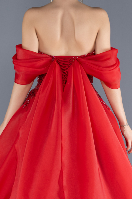 Long Red Designer Evening Dress ABU4546