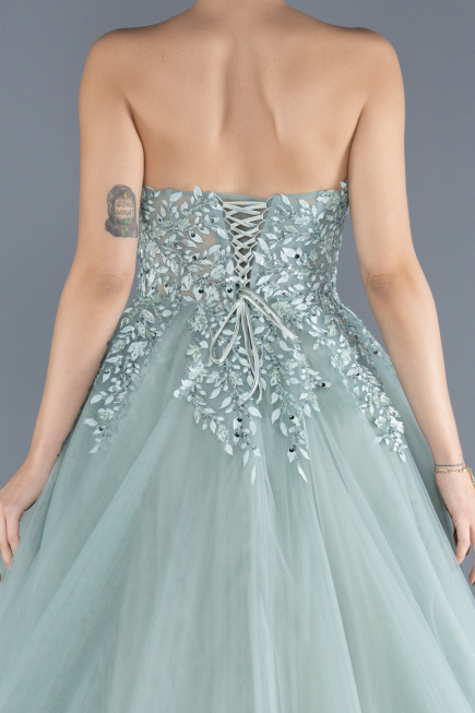 Mint Strapless Dantelle Plus Size Haute Couture Dress ABU4453