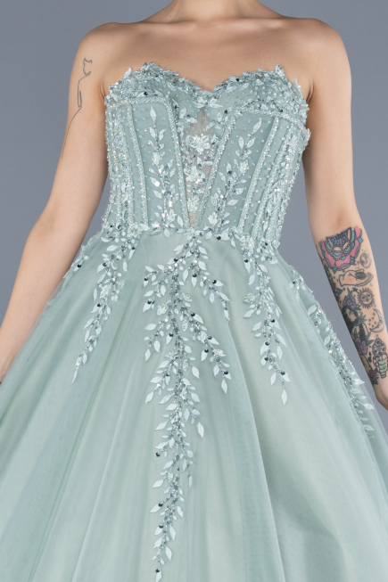 Long Mint Plus Size Haute Couture Dress ABU4465