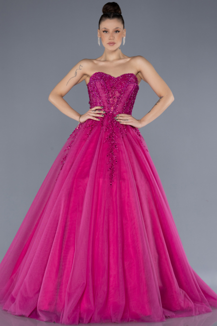Long Fuchsia Designer Evening Dress ABU4550