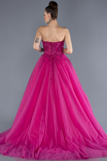 Long Fuchsia Designer Evening Dress ABU4550