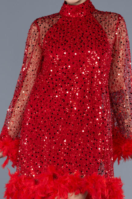 Short Red Scaly Cocktail Dress ABK2202
