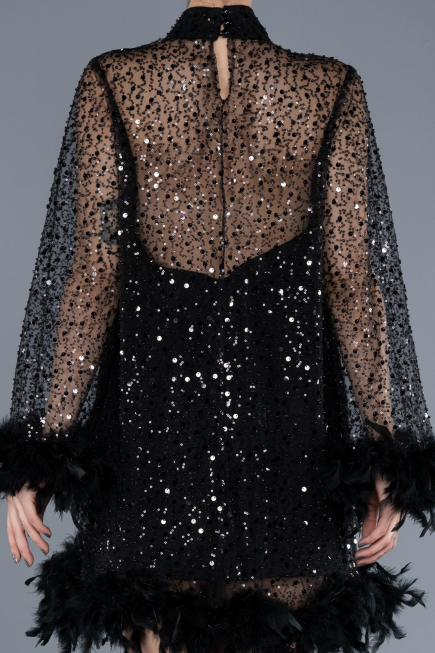 Short Black Scaly Cocktail Dress ABK2202
