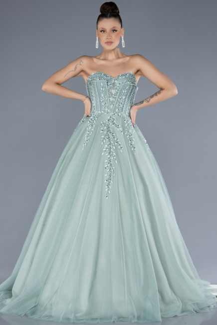 Long Mint Designer Evening Dress ABU4550
