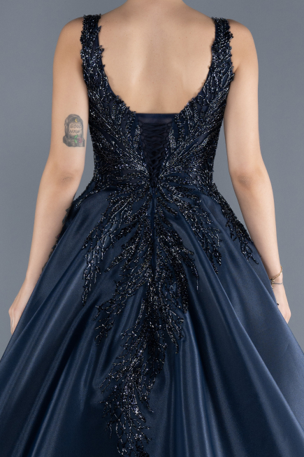 Long Navy Blue Haute Couture Dress ABU4551
