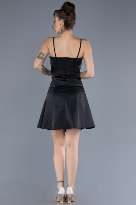 Black Short Satin Cocktail Dress ABK2225