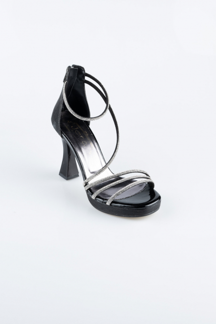 Black Laser Cut Evening Shoe MJ5154
