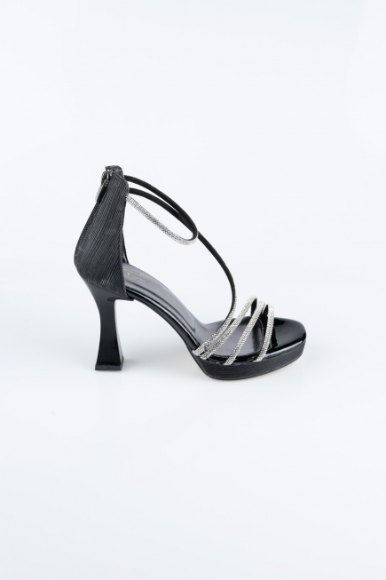 Black Laser Cut Evening Shoe MJ5154