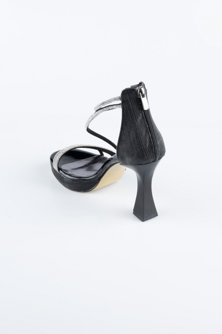 Black Laser Cut Evening Shoe MJ5154