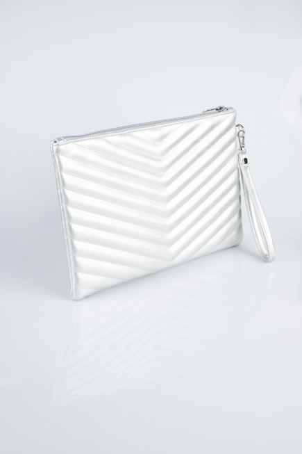 Silver Leather Evening Bag KC413