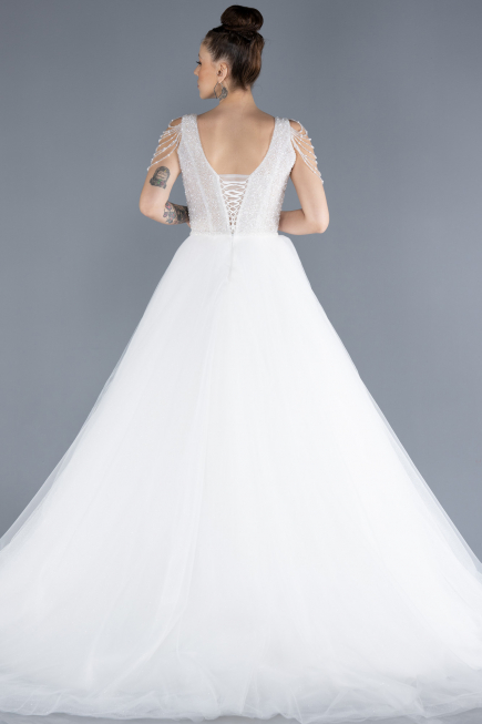 White Stones On Top Glitter Princess Wedding Dress ABU4598