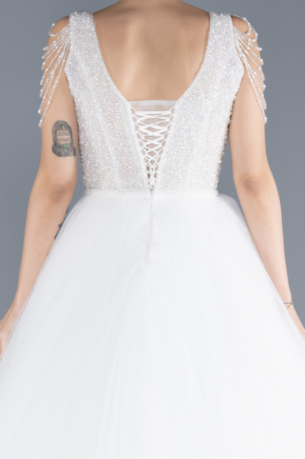 White Stones On Top Glitter Princess Wedding Dress ABU4598