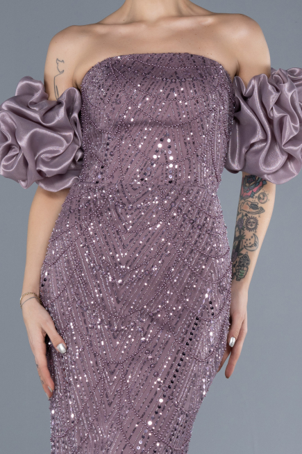 Long Lavender Beaded Evening Dress ABU4616