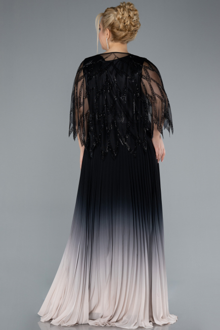 Long Black Chiffon Plus Size Evening Gown ABU4633