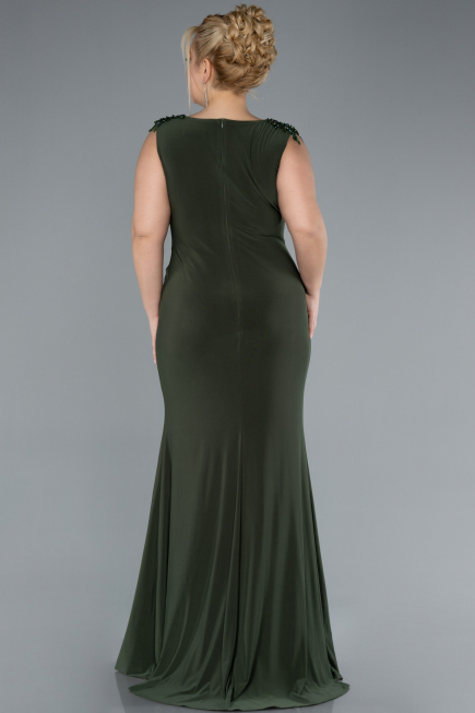 Oil Green Long Plus Size Evening Dress ABU2854