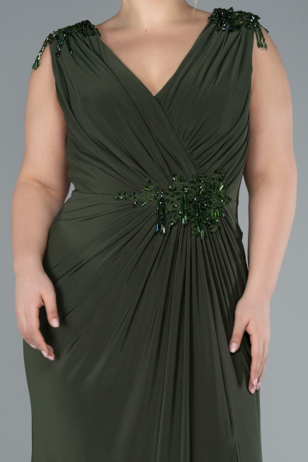 Oil Green Long Plus Size Evening Dress ABU2854