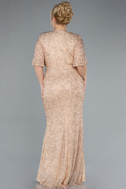 Gold Long Plus Size Evening Gown ABU4542