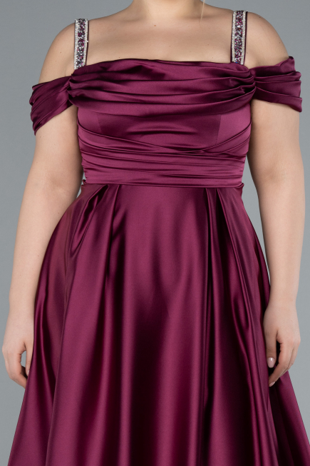 Long Violet Satin Plus Size Evening Dress ABU3277
