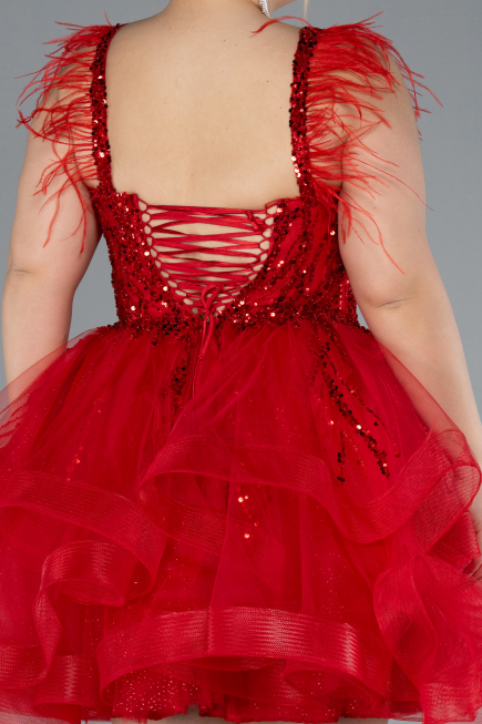 Red Short Plus Size Engagement Dress ABK2087