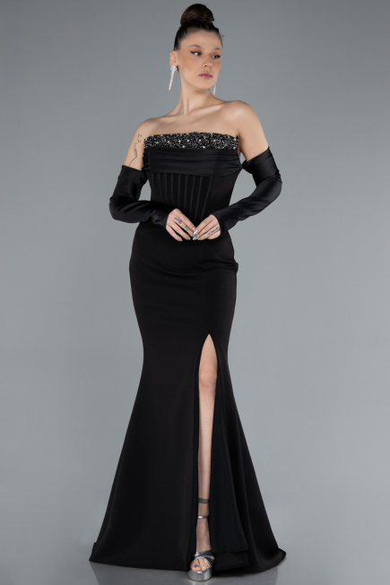 Long Black Mermaid Evening Gown ABU4637