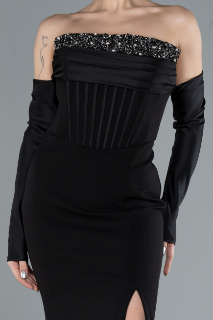 Long Black Mermaid Evening Gown ABU4637