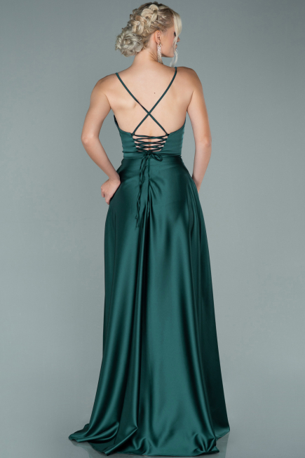 Emerald Green Long Satin Evening Dress ABU1843