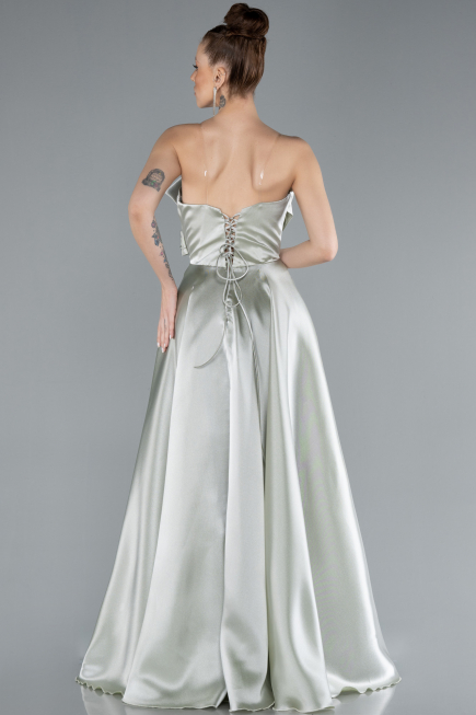 Mint Strapless Slit Long Satin Prom Dress ABU4680