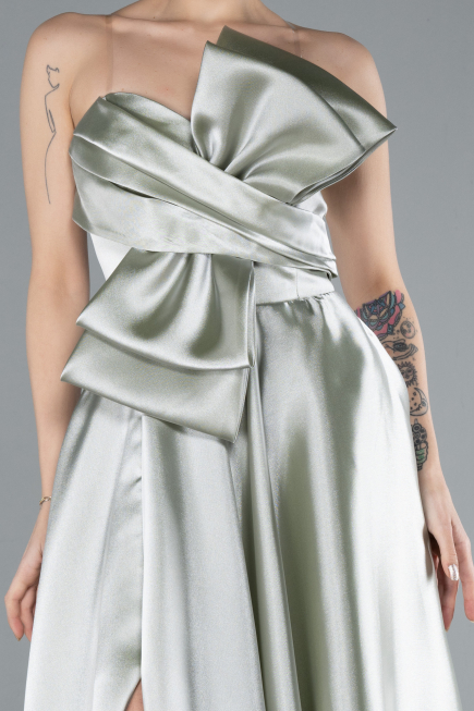 Mint Strapless Slit Long Satin Prom Dress ABU4680