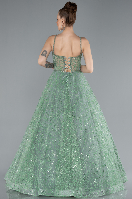 Mint Strappy Glitter Long Ball Gown ABU3839