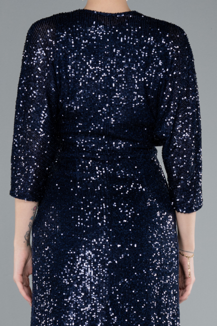 Navy Blue Short Scaly Invitation Dress ABK1912