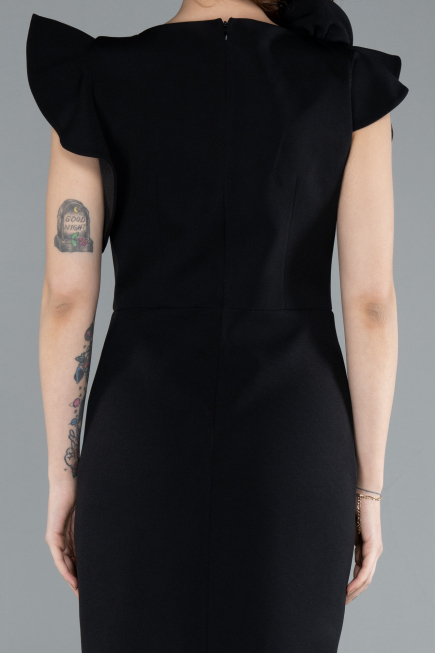 Black Slit Midi Cocktail Dress ABK2277