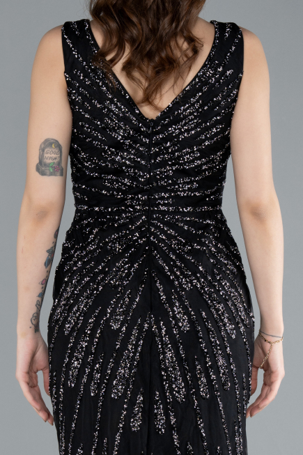 Long Black Plus Size Evening Gown ABU4717