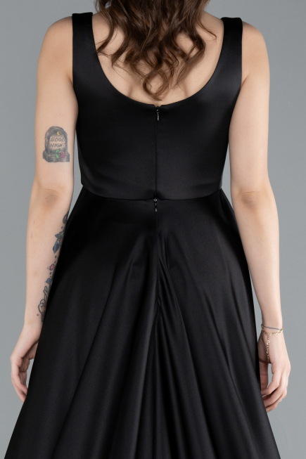 Long Black Satin Evening Dress ABU4715