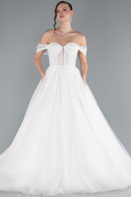 Long White Wedding Dress ABG031