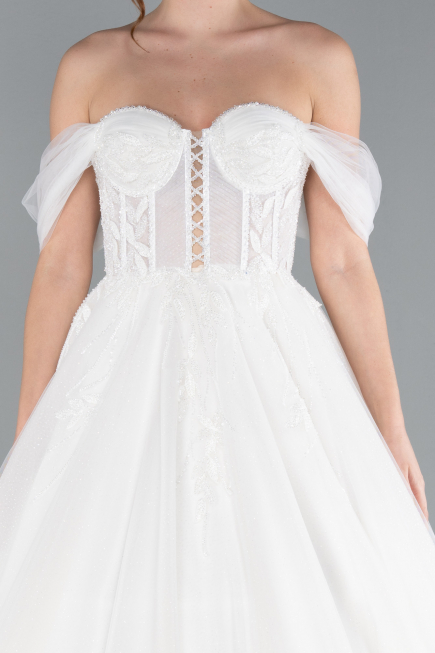Long White Wedding Dress ABG031