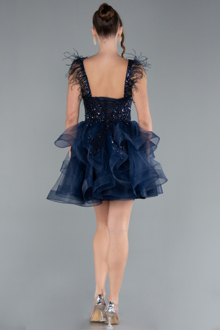 Navy Blue Short Engagement Dress ABK2079