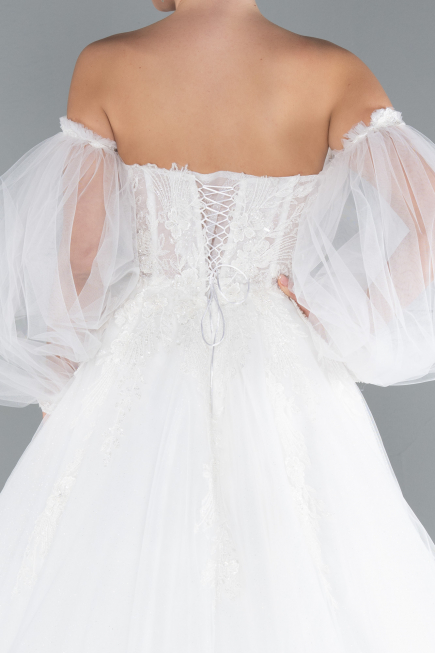 White Strapless Long Wedding Dress ABG111