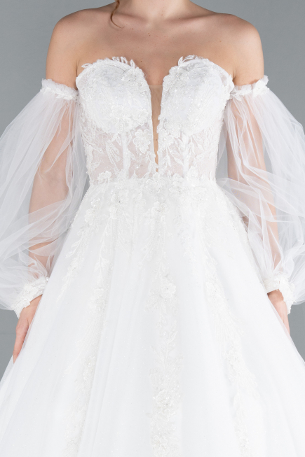 White Strapless Long Wedding Dress ABG111