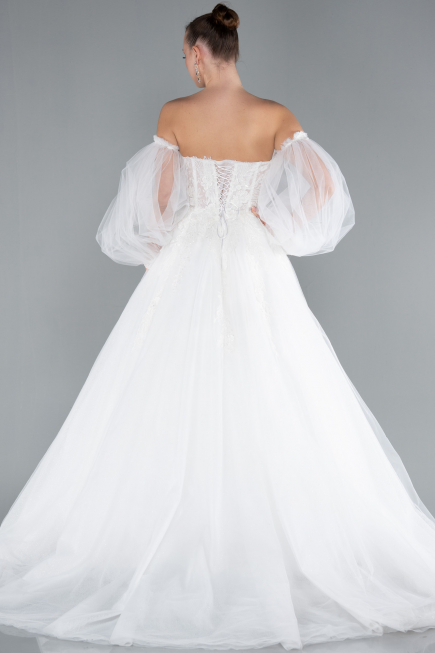 White Strapless Long Wedding Dress ABG111