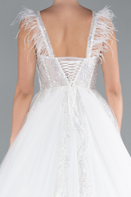 White Embroidered Top Long Wedding Dress ABG110