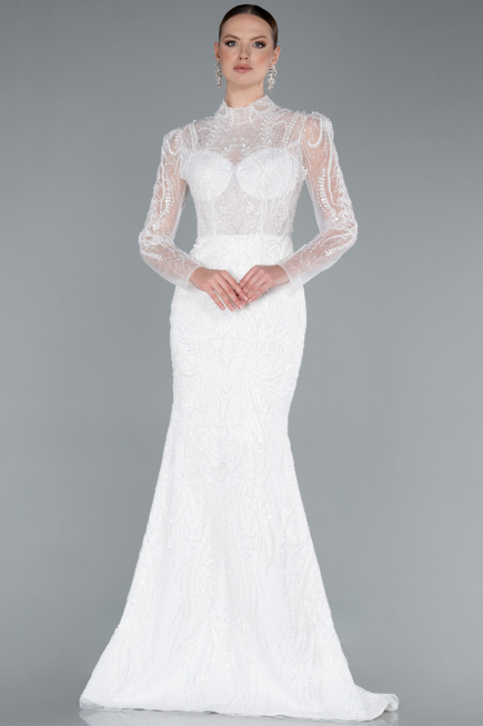 Long White Wedding Dress ABG105