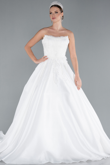 Long White Wedding Dress ABG093
