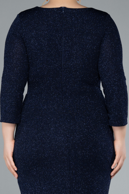 Midi Navy Blue Plus Size Evening Dress ABK2246