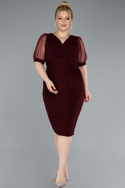 Short Burgundy Plus Size Cocktail Dress ABK2247