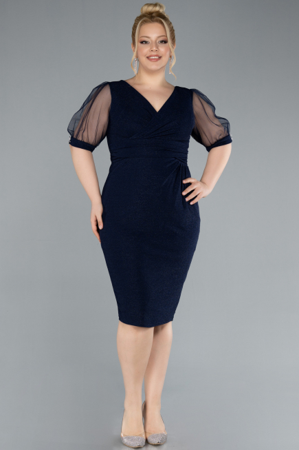 Short Navy Blue Plus Size Cocktail Dress ABK2247