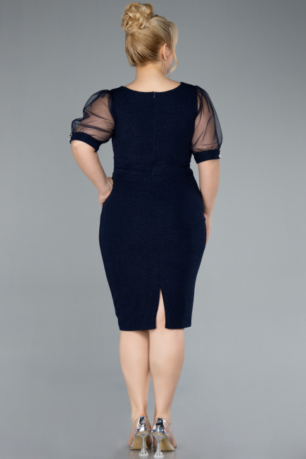 Short Navy Blue Plus Size Cocktail Dress ABK2247
