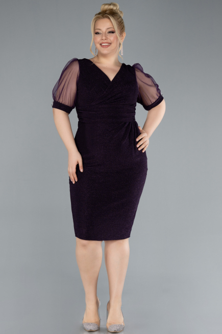 Purple Short Plus Size Cocktail Dress ABK2247