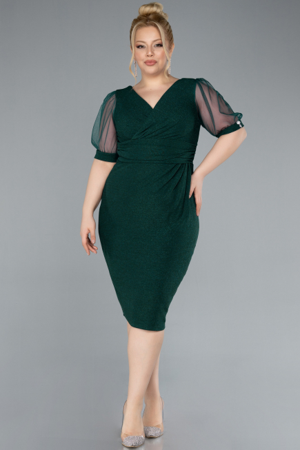 Short Emerald Green Plus Size Cocktail Dress ABK2247